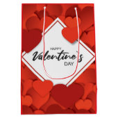ハッピーバレンタイン赤いハート ミディアムペーパーバッグ (裏面)