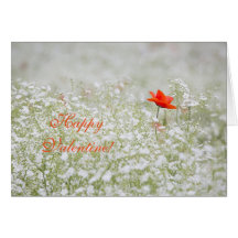 ハッピーバレンタイン赤ポピー白い花草草原