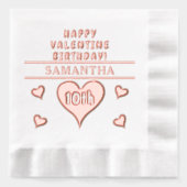 ハッピーバレンタイン10誕生日ハート名 箔ナプキン (正面)