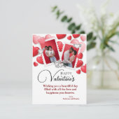 ハッピーバレンタイン2枚フォトコラージレッドピンクハート シーズンカード (スタンド正面)