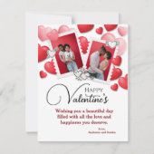 ハッピーバレンタイン2枚フォトコラージレッドピンクハート シーズンカード (正面)