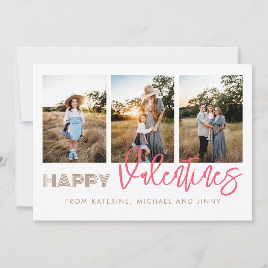 ハッピーバレンタイン3フォトコラージファミリーカード シーズンカード (正面)