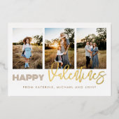 ハッピーバレンタイン3フォトコラージファミリーカード 箔シーズンカード (正面)