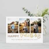 ハッピーバレンタイン3フォトコラージファミリーカード 箔シーズンカード (立ち正面)