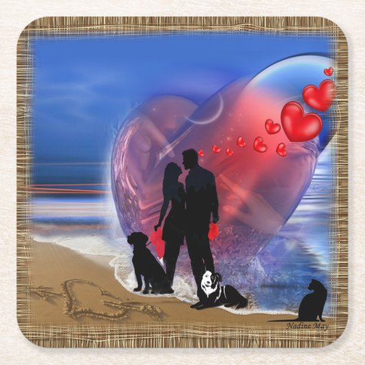 ハッピーバレンタイン スクエアペーパーコースター (正面)