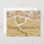 「ハッピーバレンタイン」書のハート シーズンポストカード (正面/裏面)