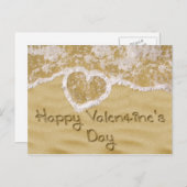 「ハッピーバレンタイン」書のハート シーズンポストカード (正面/裏面)