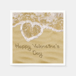 「ハッピーバレンタイン」書のハート スタンダードカクテルナプキン