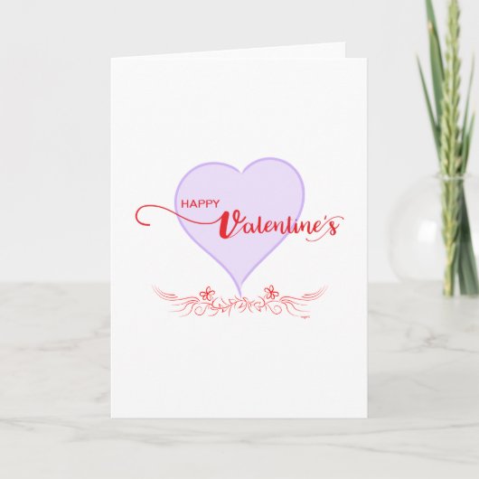 ハッピーバレンタイン – 紫 – ハート渦巻き シーズンカード (正面)