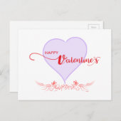 ハッピーバレンタイン – 紫 – ハート渦巻き シーズンポストカード (正面/裏面)