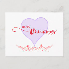 ハッピーバレンタイン – 紫 – ハート渦巻き シーズンポストカード