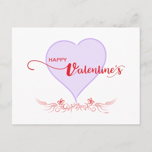 ハッピーバレンタイン – 紫 – ハート渦巻き シーズンポストカード (正面)