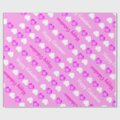 ハッピーバレンティンピンクとホワイトハートパターン ラッピングペーパー (フラット)