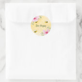 ハッピーバンブルハチ蜂ハニカム夏の花模様 ラウンドシール (バッグ)