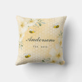 ハッピーバンブルビーズイエローハニカムファミリーモノグラム クッション (裏面)