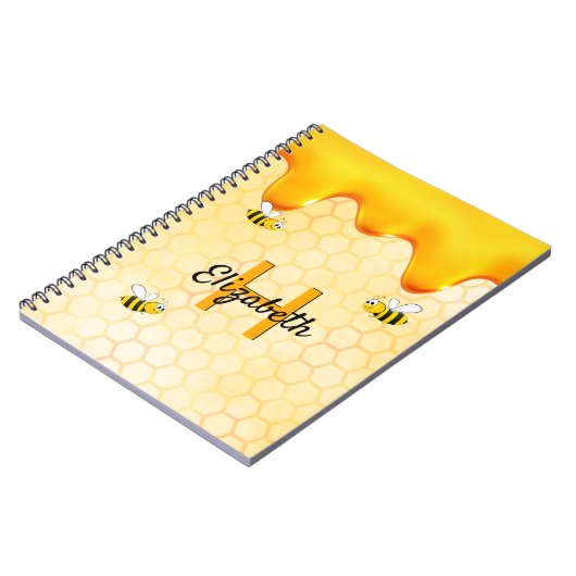 ハッピーバンブルビー ゴールデンハニコーム ハチミツがしたたり落ちる ノートブック (左側)