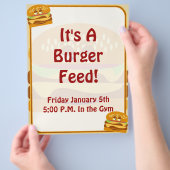 ハッピーバーガーかわいいファストフードおもしろい漫画アート チラシ (手)