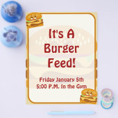 ハッピーバーガーかわいいファストフードおもしろい漫画アート チラシ (シングル)