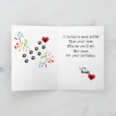 ハッピーバースデーあなたのボーダーコリー犬のピンクの靴 カード (内部)