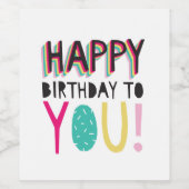 ハッピーバースデーあなたへのカラフルタイポグラフィ虹 ワインラベル (シングルラベル)