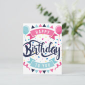 ハッピーバースデーあなたへの紙吹雪とバント ポストカード (スタンド正面)