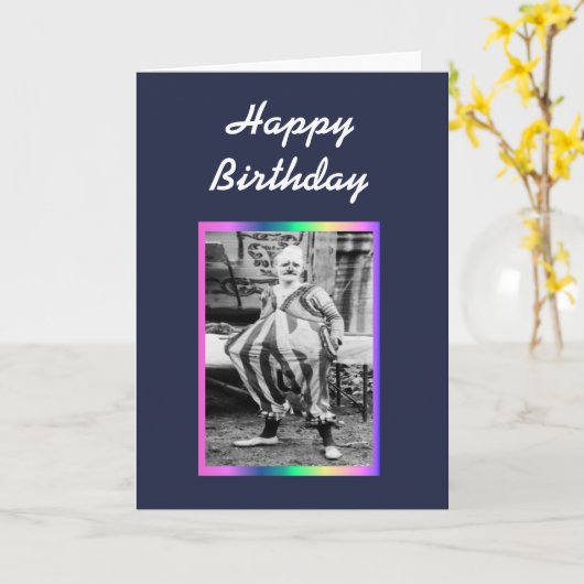 ハッピーバースデーあるピエロはユーモアを望む カード (黄色い花)