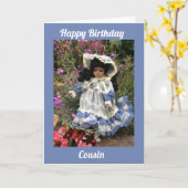 ハッピーバースデーいとこの黒い人形3 カード (黄色い花)