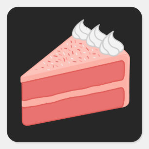 ハッピーバースデーおいしいストロベリーケーキ スクエアシール
