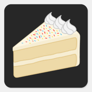 ハッピーバースデーおいしいバニラケーキ スクエアシール