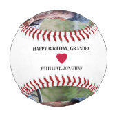 ハッピーバースデーおじいちゃん。カスタム写真 野球ボール (裏面)