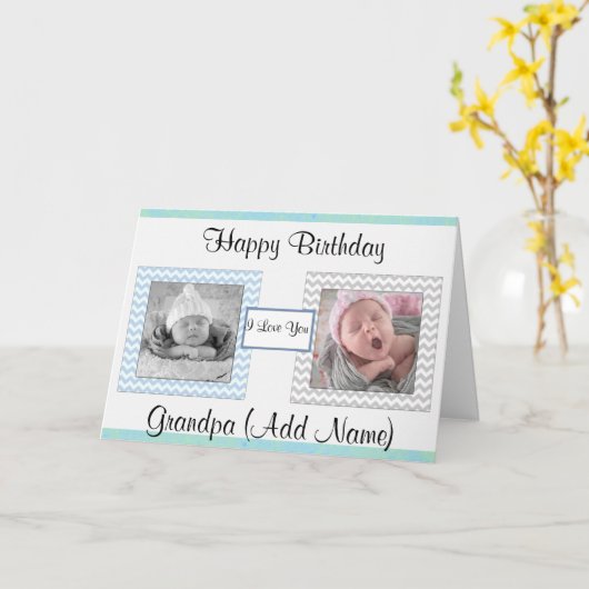 「ハッピーバースデーおじいちゃん」フォト誕生日カード カード (黄色い花)