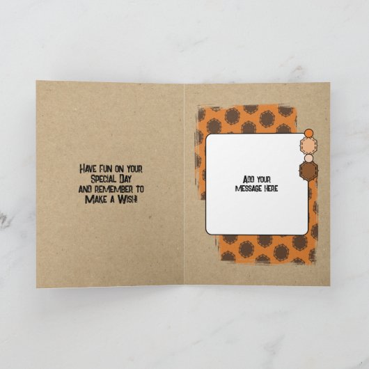 ハッピーバースデーおじさんフォトオレンジ カード (内部)