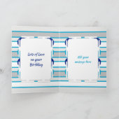 ハッピーバースデーおじさん青と灰色の写真 カード (内部)