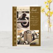 ハッピーバースデーおじさん、おじさん誕生日カードカー カード (黄色い花)