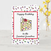 ハッピーバースデーおばあちゃんかわいいカップケーキ カード (黄色い花)