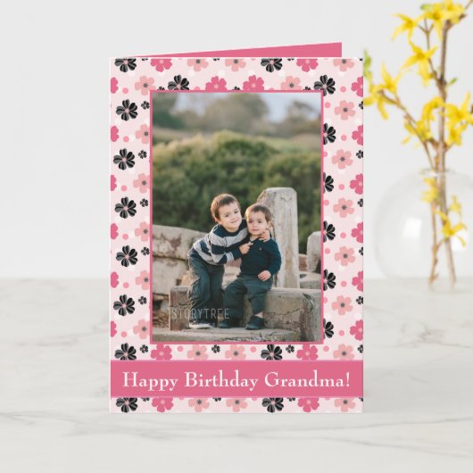 ハッピーバースデーおばあちゃんの写真カード カード (黄色い花)