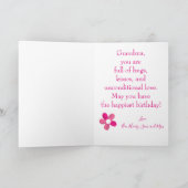 ハッピーバースデーおばあちゃんの写真フローラの背景 カード (内部)