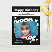 ハッピーバースデーおばあちゃんの白黒写真 カード (黄色い花)