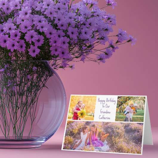 ハッピーバースデーおばあちゃんカスタムのグランドキッズ写真 カード