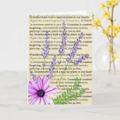 ハッピーバースデーおばあちゃんパープルフローラヴィンテージスタイル カード (黄色い花)