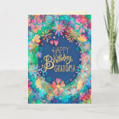 ハッピーバースデーおばあちゃんビューティフルフローラトレンディー カード (正面)