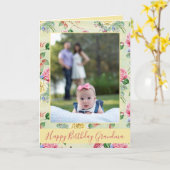 ハッピーバースデーおばあちゃんフローラ写真 カード (黄色い花)