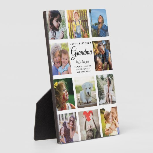 ハッピーバースデーおばあちゃんモダンフォトコラージシック フォトプラーク (側面)