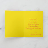 ハッピーバースデーおばあちゃん絵を描(ばちゃばちゃ)跳ねる写真 カード (内部)