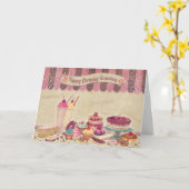 ハッピーバースデーおばあちゃん – ケーキとスイーツ カード (黄色い花)