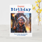 ハッピーバースデーおばあちゃん – 編集可能。 カード (黄色い花)