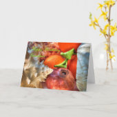 ハッピーバースデーおばあちゃん – 貝殻と果物 カード (黄色い花)