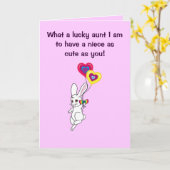 ハッピーバースデーおばさんバニーと姪 カード (黄色い花)