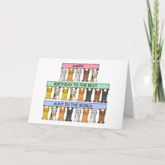 ハッピーバースデーおばさん漫画の猫 カード (正面)