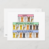 ハッピーバースデーおばさん漫画の猫 ポストカード (正面/裏面)